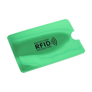 Housse de sécurité verte pour carte sans contact bloquant le signal RFID et NFC