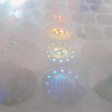 Sticker original transparent hologramme avec motif globe terrestre 20mm