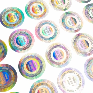 Paire de scellés holographiques numérotés certifiés avec élément de protection UV