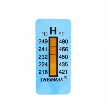 Bande autocollante de thermomètre/indicateur non réversible 216-249°C