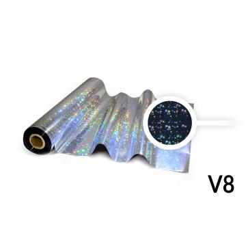 Feuille de marquage à chaud - V8 hologramme argenté motif étoile