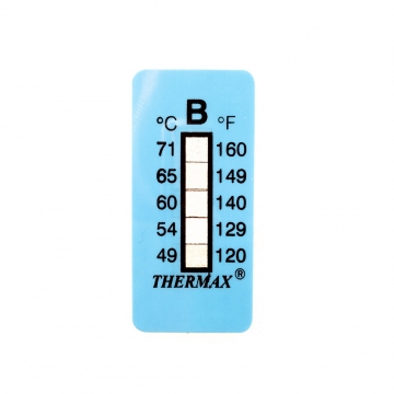 Bande autocollante de thermomètre/indicateur non réversible 49-71°C