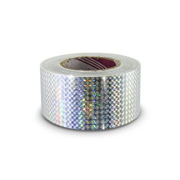 Ruban adhésif holographique 50mm, motif carré argenté