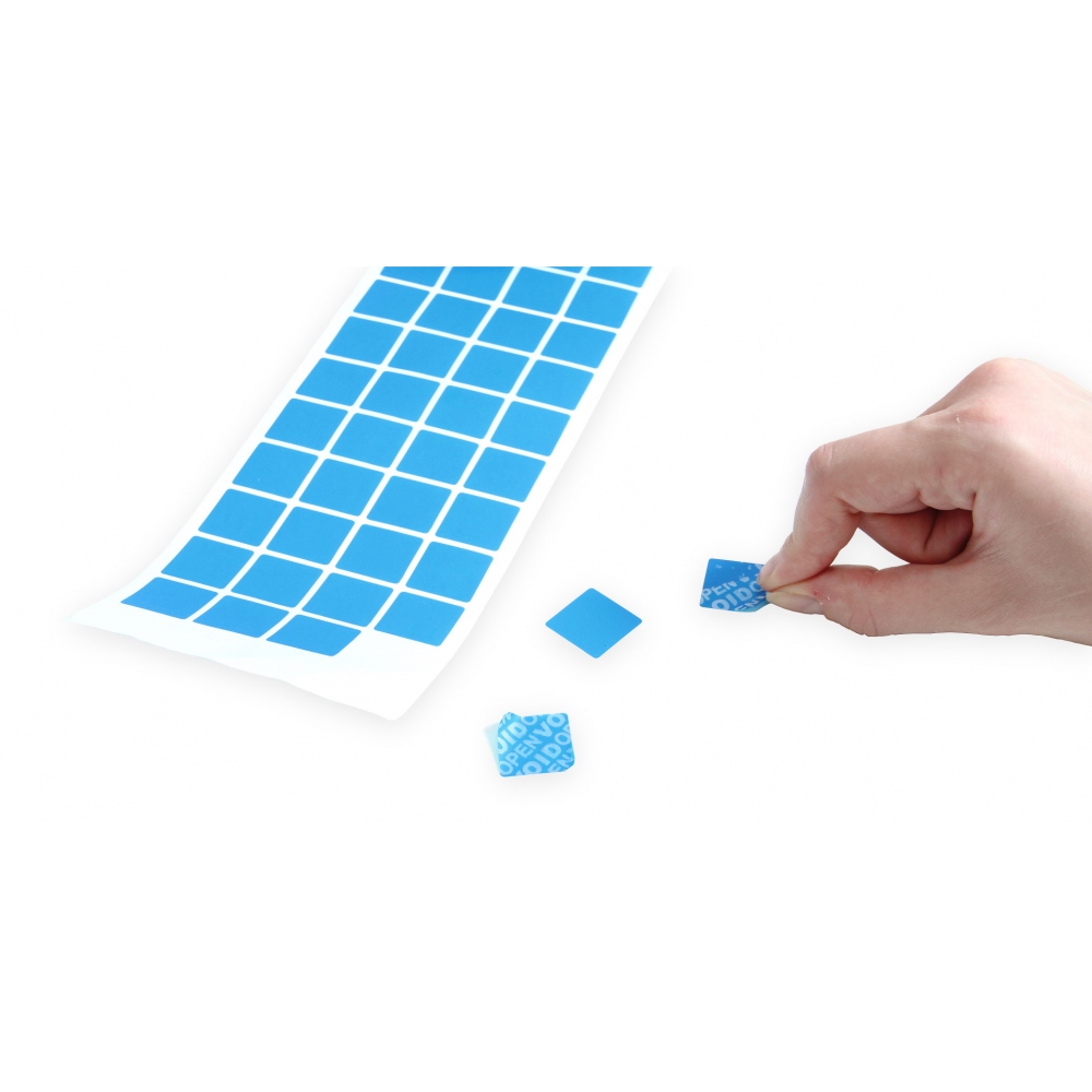 Sticker carré bleu non résiduel VOID à haute adhérence