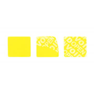 Autocollant jaune carré non résiduel VOID à haute adhérence 20x20mm