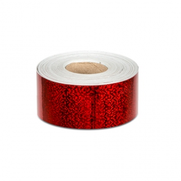 Bande holographique auto-adhésive motif 8 roues - largeur 5cm - rouge