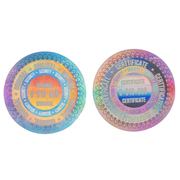 Paire de scellés holographiques numérotés certifiés avec élément de protection UV