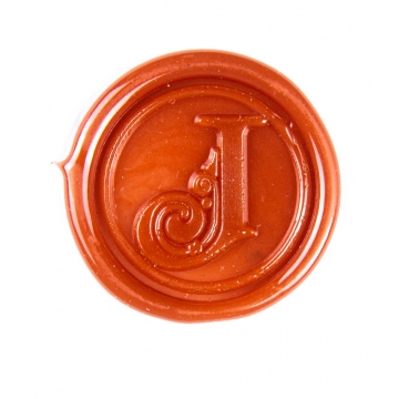 Cachet manuel (sceau) en cire - lettre décorative J