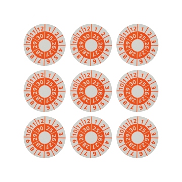 Autocollant d'étalonnage 2025, 2026, 2027, 2028, 2029, 2030 orange 12mm