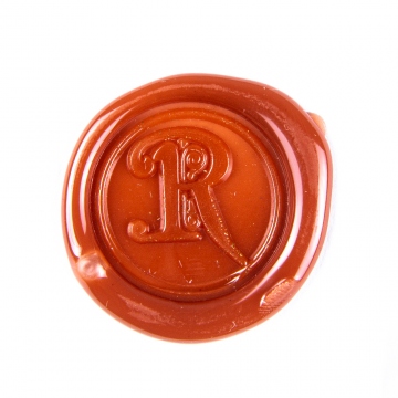 Cachet manuel (sceau) en cire - lettre décorative R