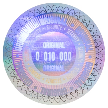 Paire de scellés holographiques numérotés certifiés avec élément de protection UV