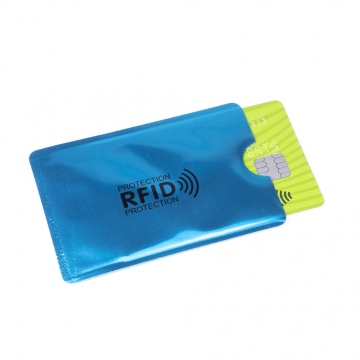 Housse de sécurité bleue pour carte sans contact bloquant le signal RFID et NFC