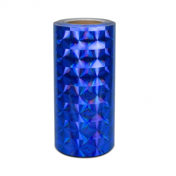 Feuille holographique universelle auto-adhésive pour les mètres 4 motifs carrés - largeur 25cm - bleu