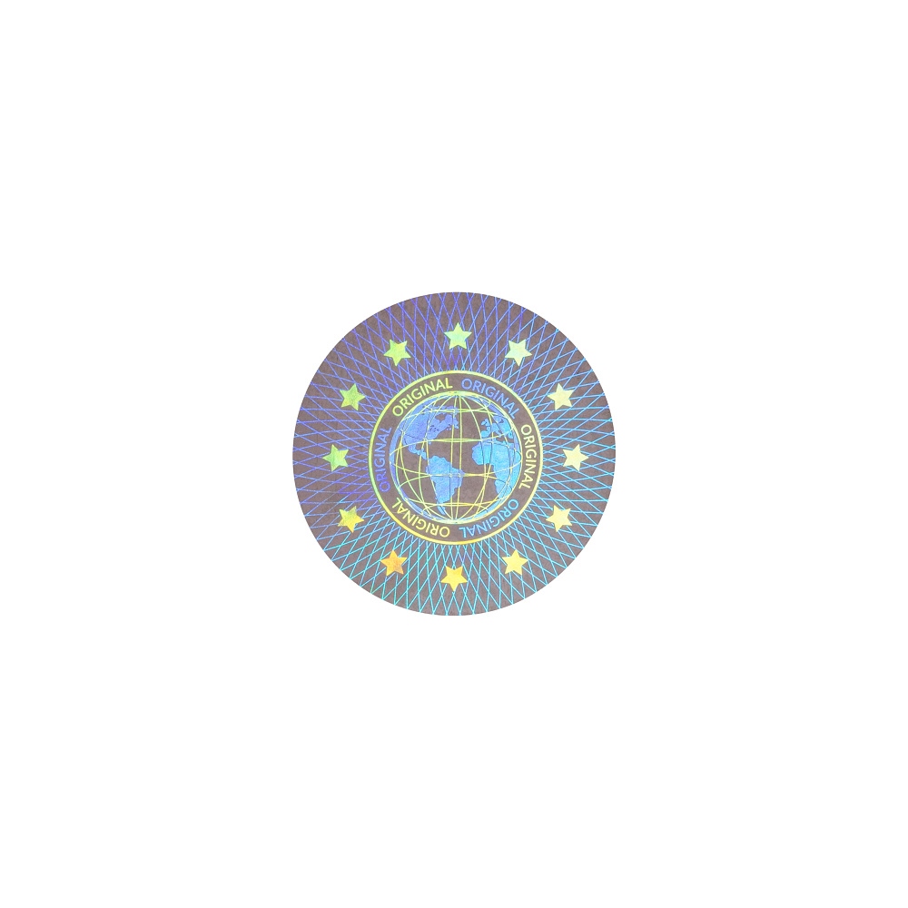 Sticker original transparent hologramme avec motif globe terrestre 20mm