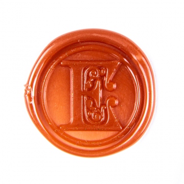 Cachet manuel (sceau) en cire - lettre décorative E