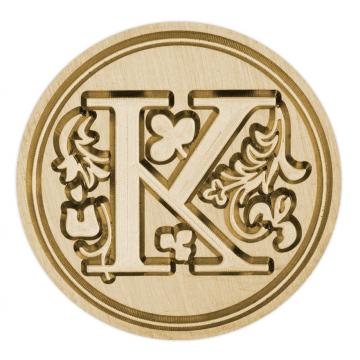 Cachet à cire (timbre) en laiton - lettre décorative K